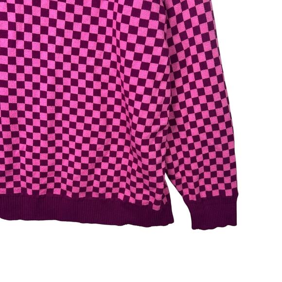 Future Collective Gabriella Karefa-Johnson Pink Purple Checkerboard Sweater 1X - Picture 4 of 6